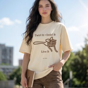 italian pasta graphic tee, la dolce vita, twirl swirl live shirt